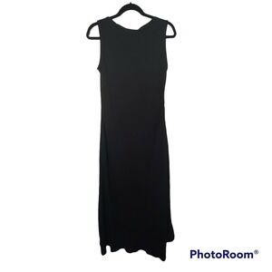 NWT Fashion Mia Black Dress Sz L Layered Skirt Formal Casual Sleeveless Plunging